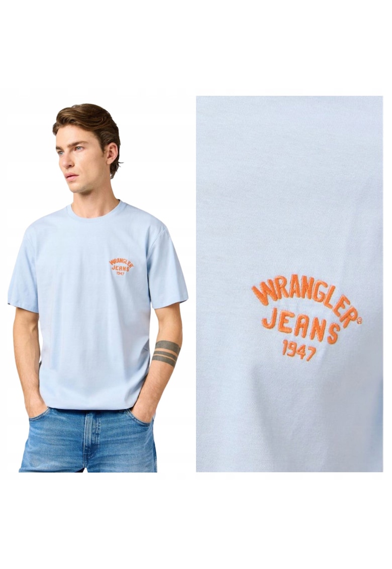 Tricou Barbati - Small Logo Tee - Regular Fit - Decolteu Rotund - Cu Logo - Design Clasic - Maneci Scurti - Bumbac - Albastru - Albastru