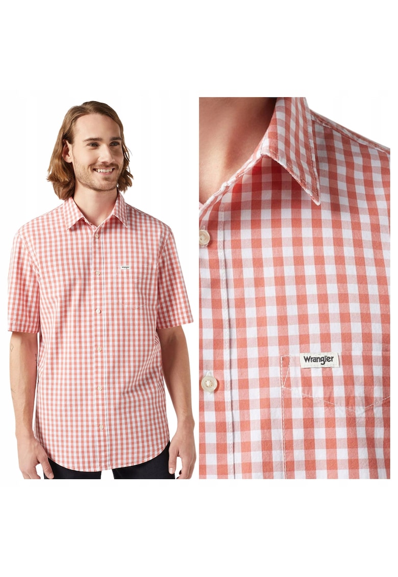 Camasa Barbati - 1 Pkt Shirt - Regular Fit - Cu Guler - Cu Logo - Design Clasic - Maneci Scurti - Bumbac - M INTL - Rosu