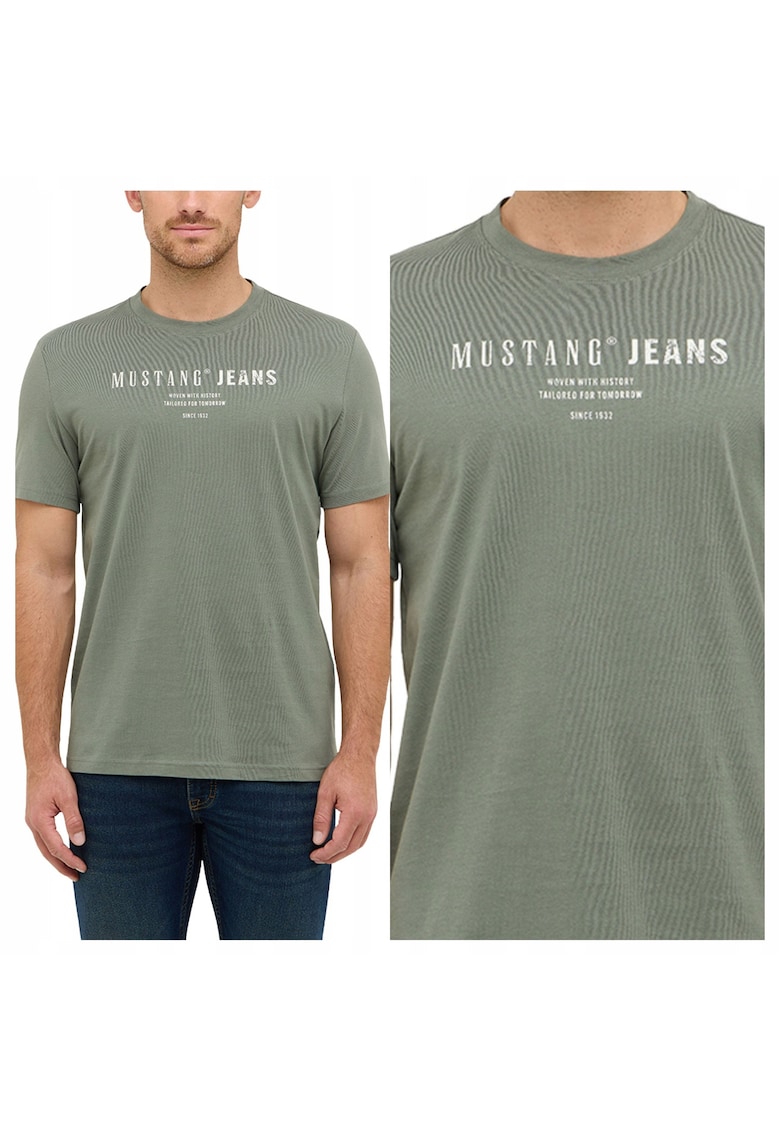 Tricou Barbati - Style Austin - Regular Fit - Decolteu Rotund - Cu Logo - Design Clasic - Maneci Scurti - Bumbac - Verde - Verde