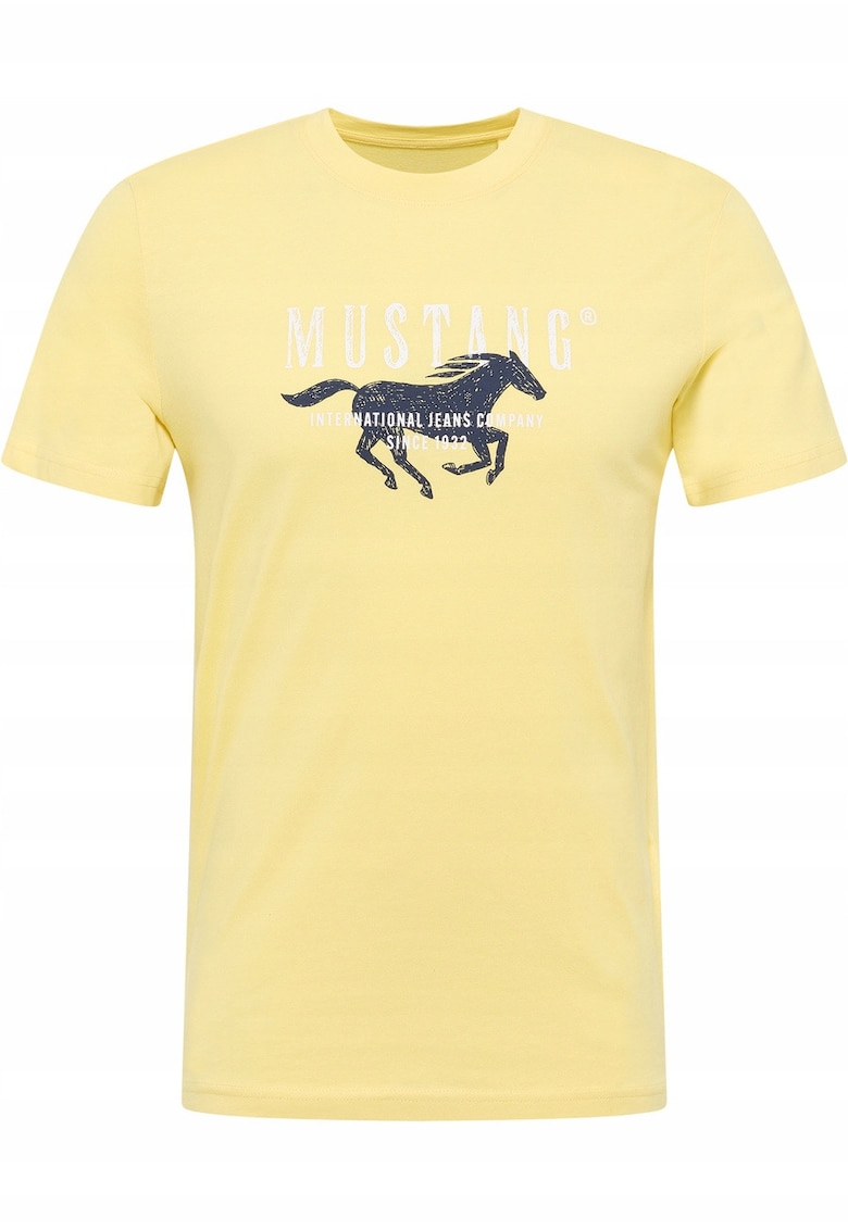 Tricou Barbati - Style Austin - Regular Fit - Decolteu Rotund - Cu Logo - Design Clasic - Maneci Scurti - Bumbac - Galben - Galben