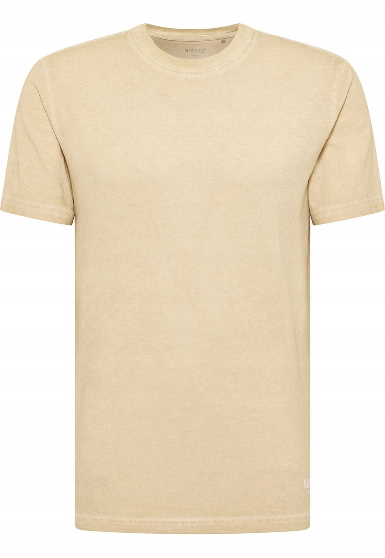 Tricou Barbati - Style Austin - Regular Fit - Decolteu Rotund - Cu Logo - Design Clasic - Maneci Scurti - Bumbac - Bej - Bej