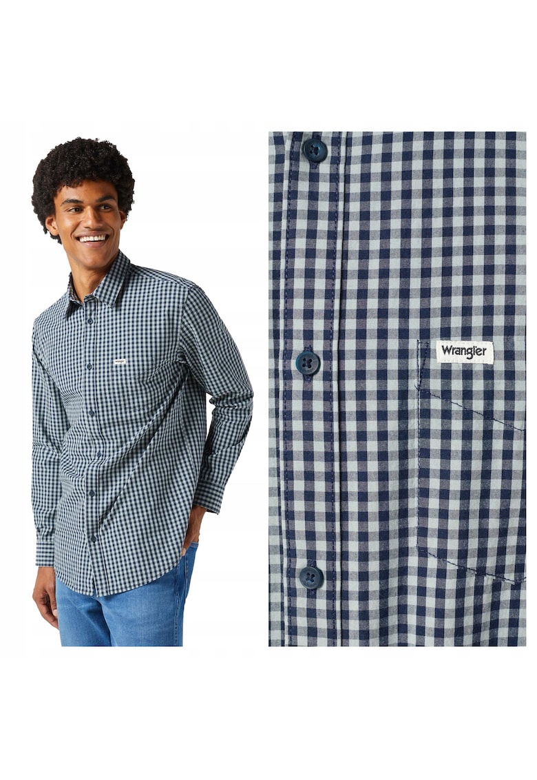 Camasa Barbati - Ls 1 Pkt Shirt - Regular Fit - Cu Guler - Cu Nasturi - Design Clasic - Maneci Lungi - Bumbac - M INTL - Albastru