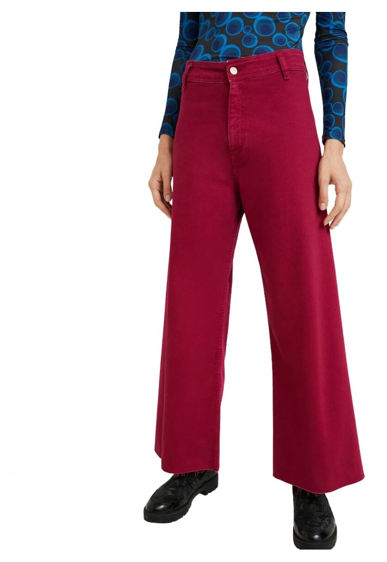 Blugi crop cu talie inalta