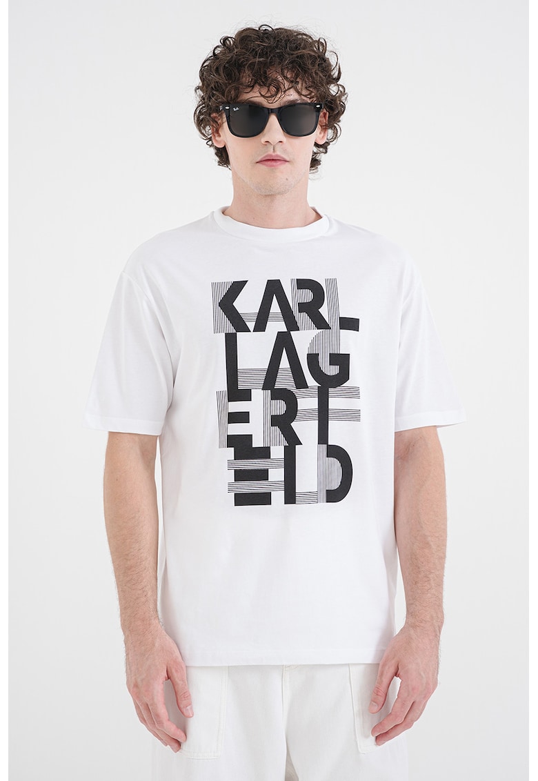 Tricou din bumbac cu imprimeu logo - Alb optic