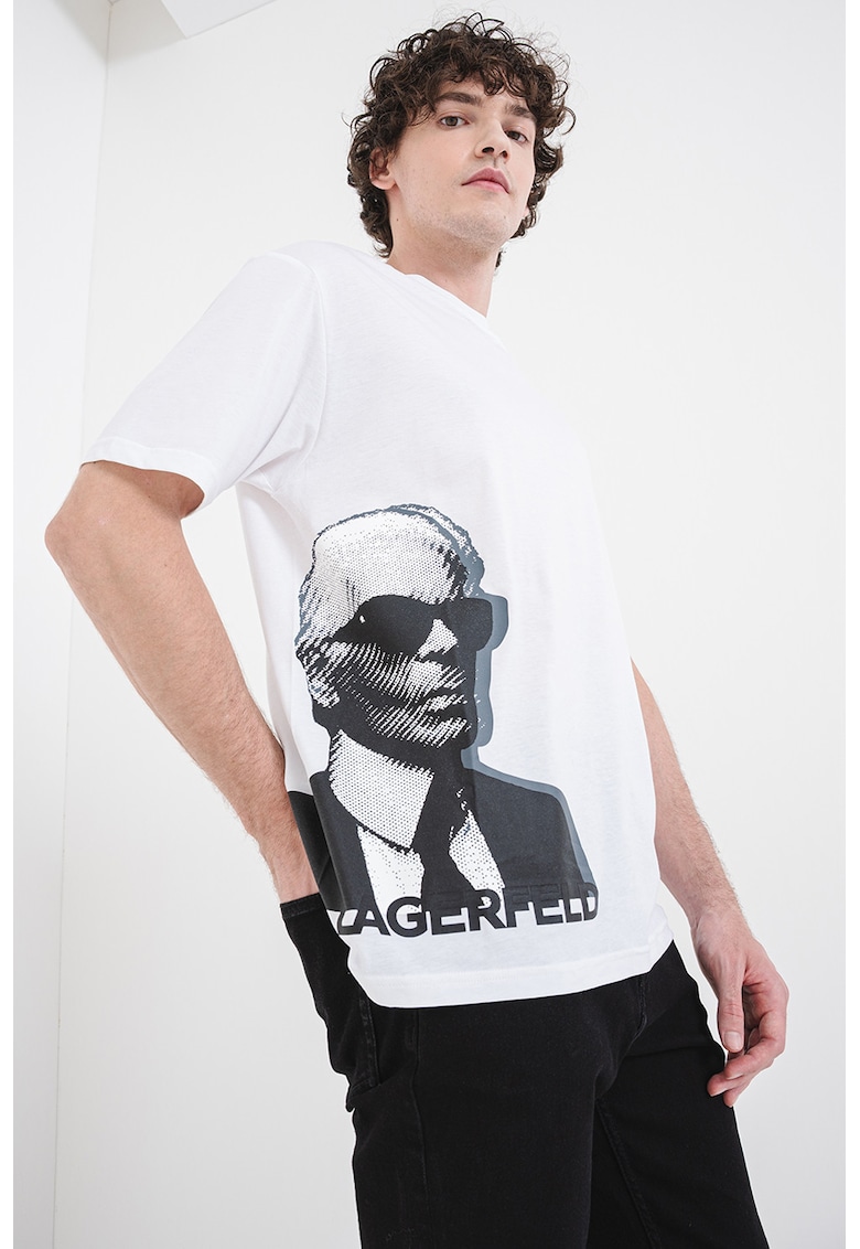 Tricou regular fit cu imprimeu - Alb optic