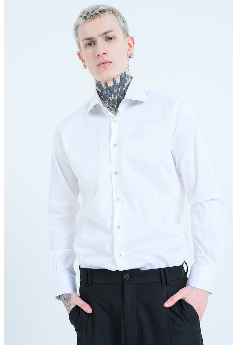 Tricou uni regular fit - Alb