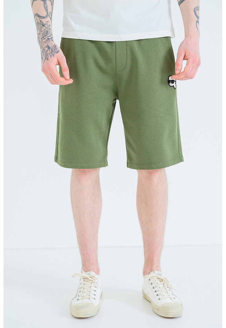 Pantaloni scurti din amestec de bumbac - Verde masliniu