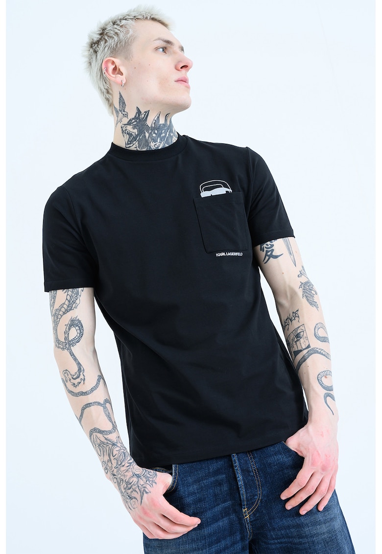 Tricou din amestec de bumbac - Negru