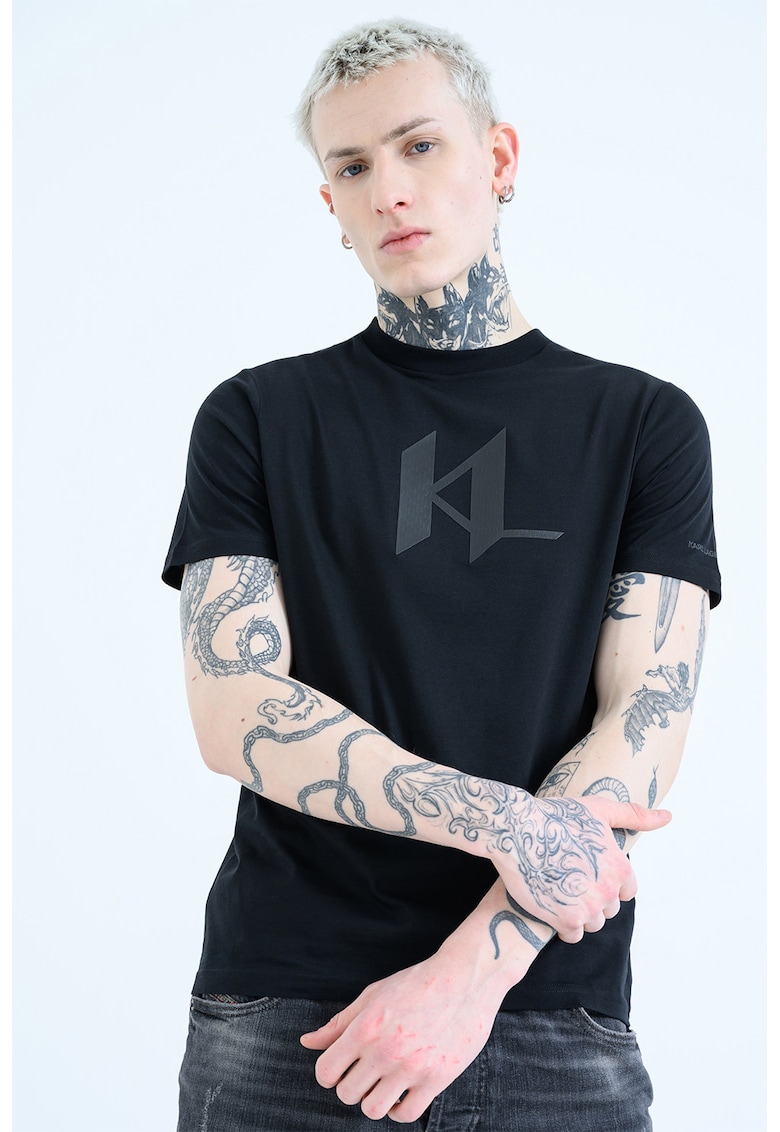 Tricou de bumbac cu imprimeu - Negru