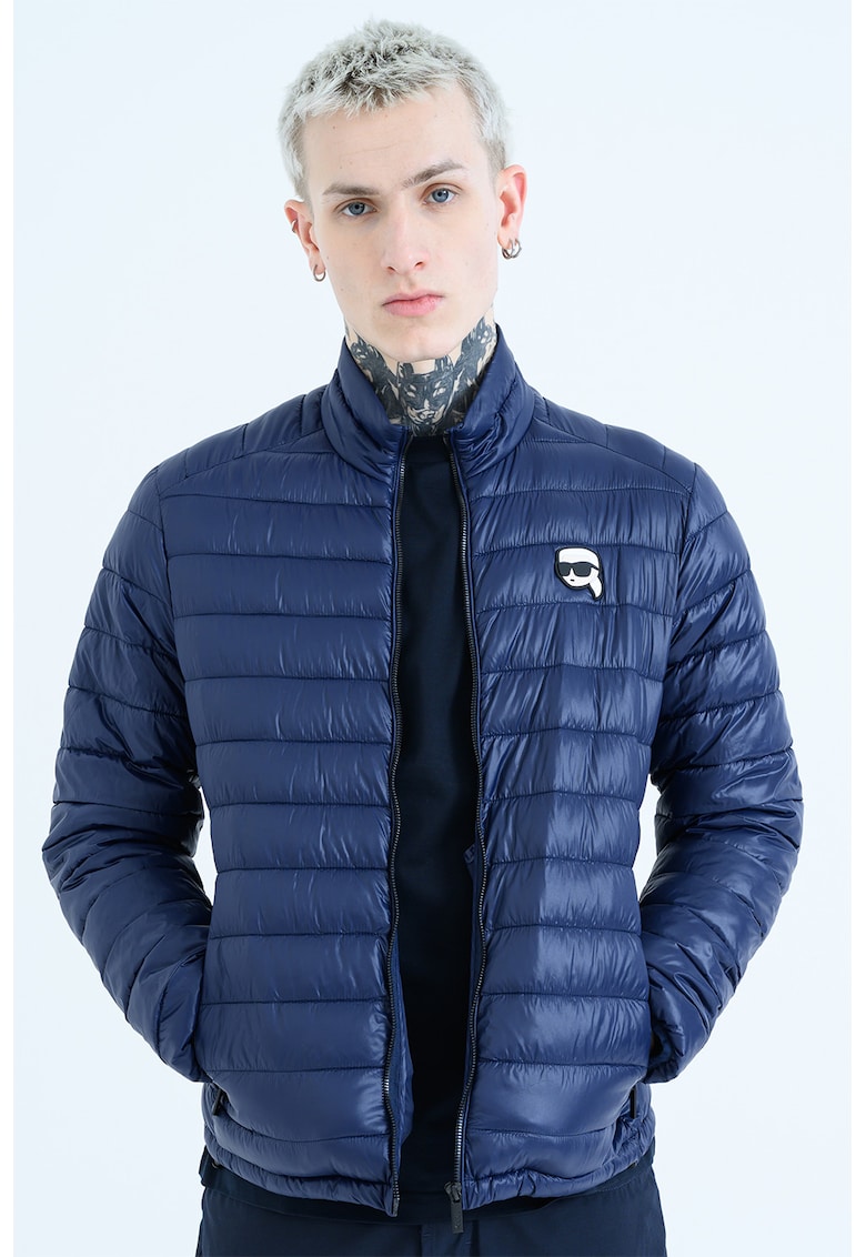 Jacheta slim fit cu fermoar - Bleumarin