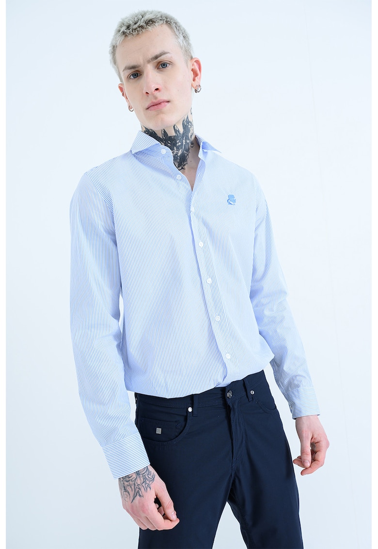Camasa regular fit cu model in dungi - Albastru pastel/Albastru glaciar