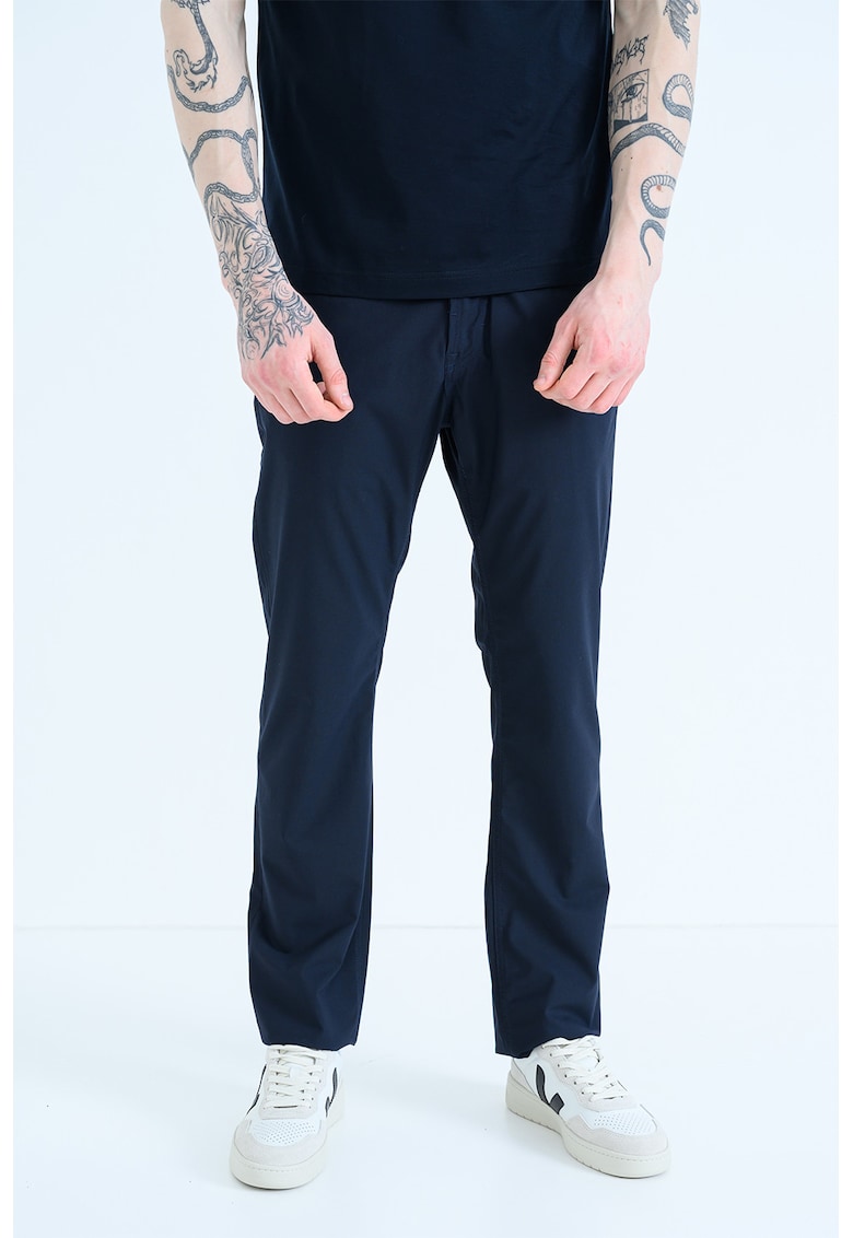 Pantaloni relaxed fit cu talie medie - Bleumarin