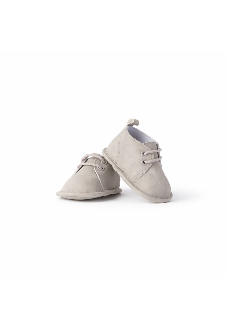Pantofi eleganti pentru nou-nascuti din Alcantara - material sintetic - cu inchidere cu siret