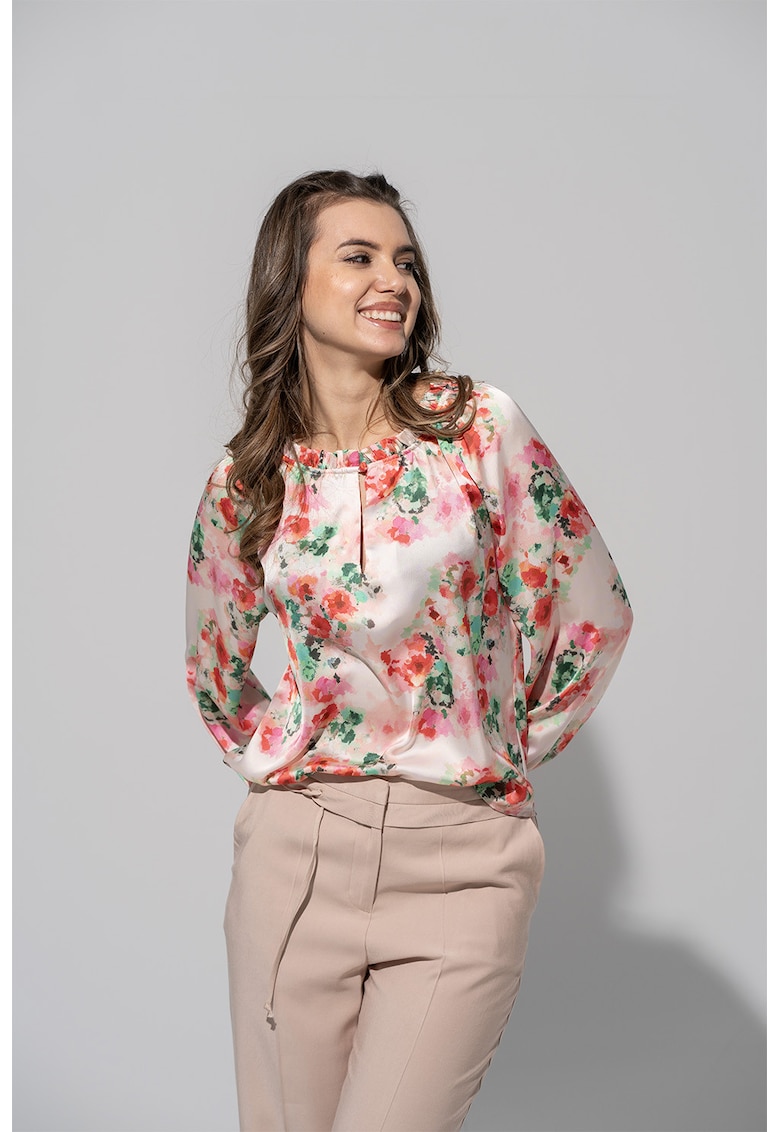 Bluza vaporoasa cu model - Roz deschis/Rosu vermillion