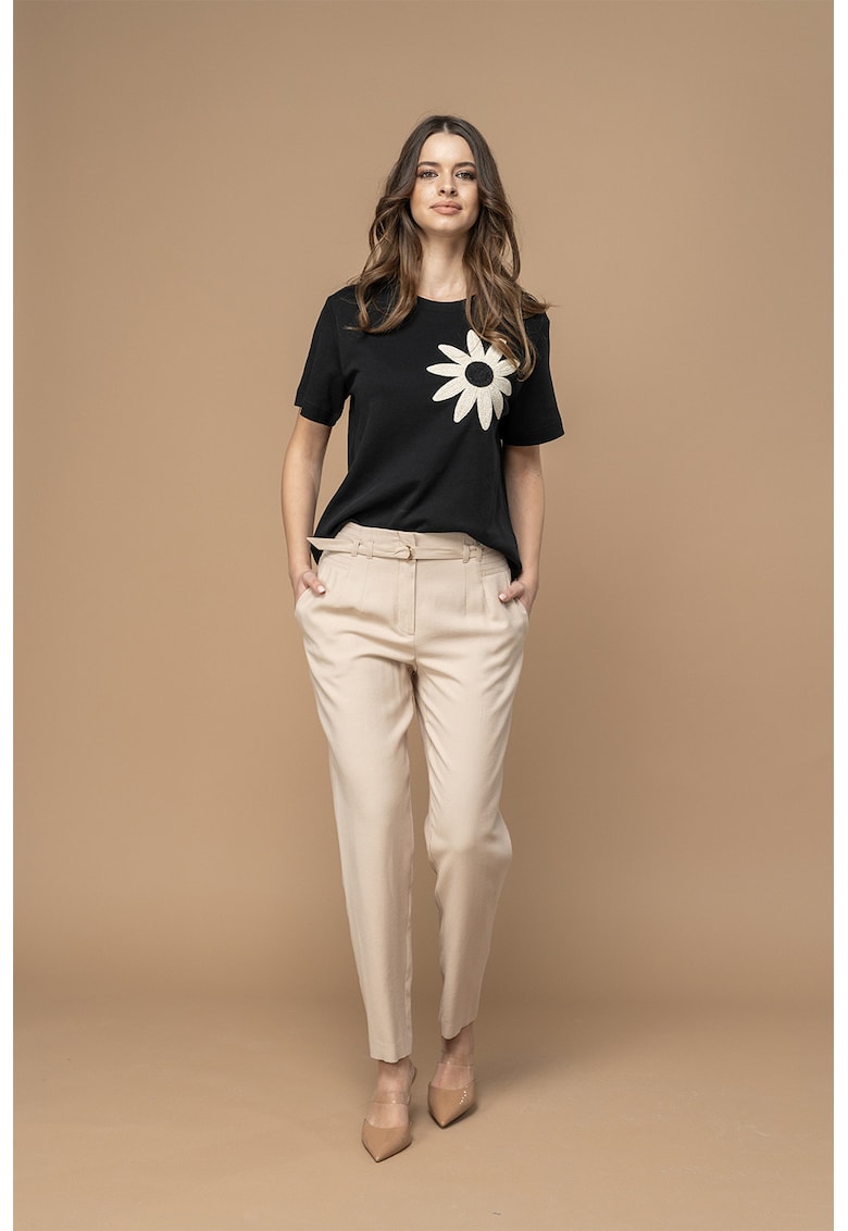 Pantaloni Chino cu cordon in talie Ilaria - Bej deschis