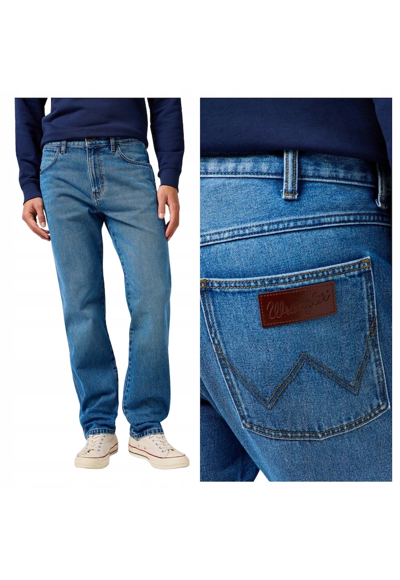 Blugi Barbati - Frontier - Regular Fit - Talie Medie - Lungi - Cu Fermoar - 5 Buzunare - Bumbac - Albastru - Albastru