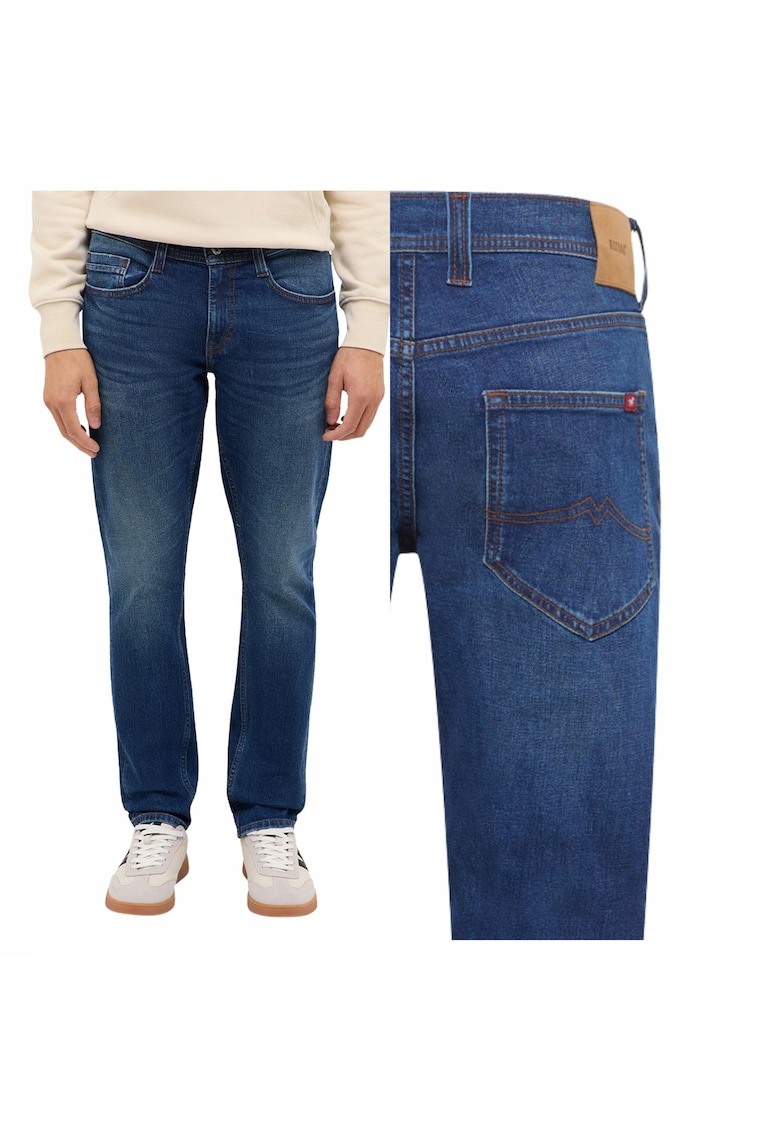 Blugi Barbati - Style Oregon Slim - W33-L34 US - Albastru - Slim Fit - Bumbac - Design Clasic Casual - Ideal Pentru Uz Zilnic - Lungi