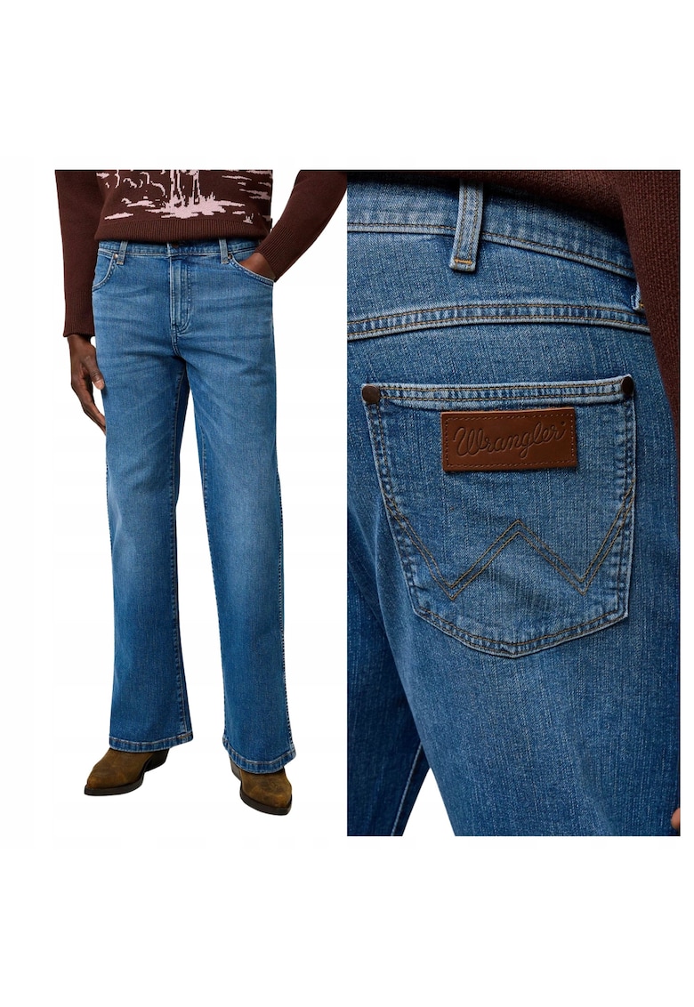 Blugi Barbati - Loose Boot - Straight Fit - Talie Medie - Lungi - Cu Fermoar - 5 Buzunare - Bumbac - Albastru - Albastru