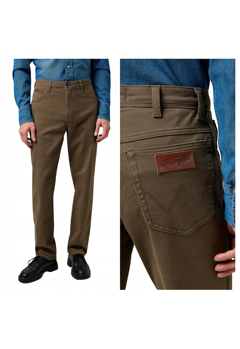 Blugi Barbati - Texas - Straight Fit - 5 Buzunare - Talie Medie - Fermoar - Bumbac - Bej - Maro cenusiu