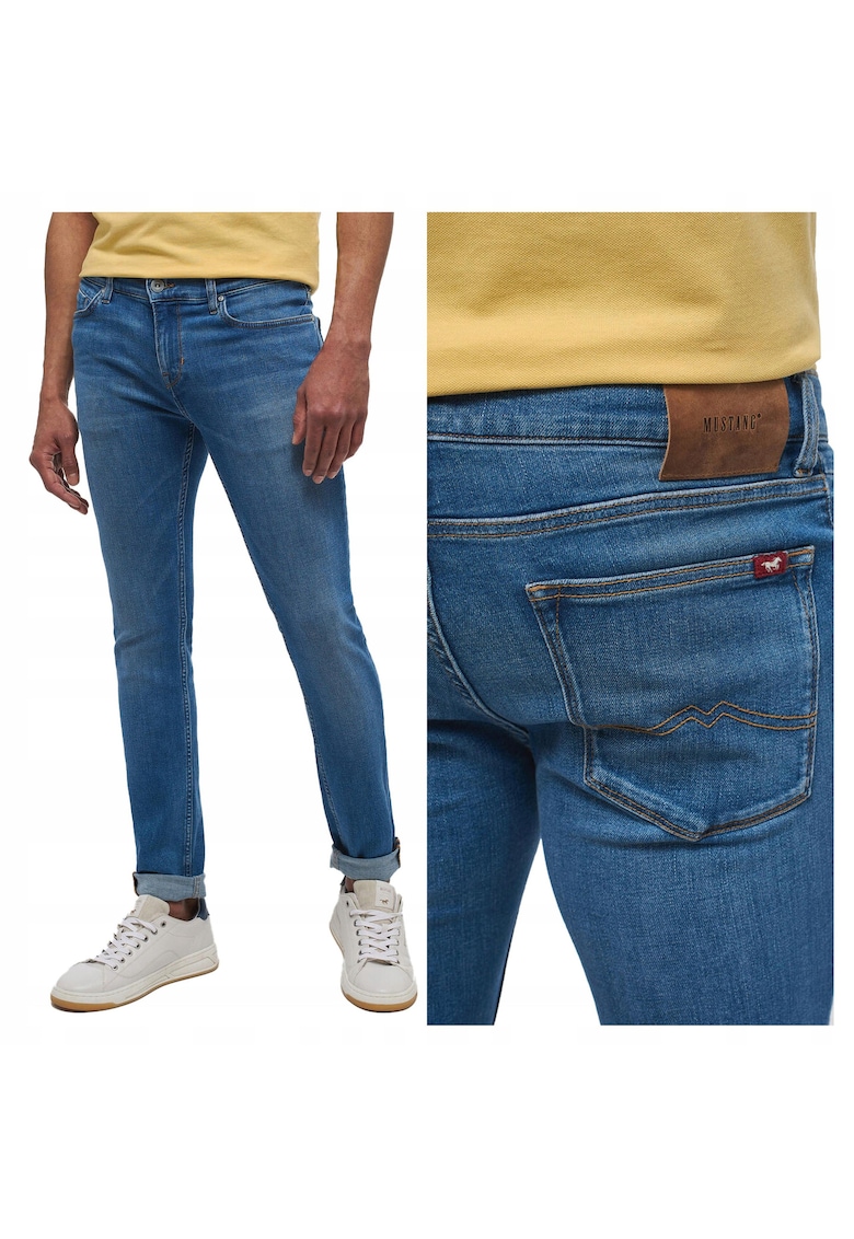 Blugi Barbati - Atlanta Super Skinny - Skinny Fit - Talie Medie - Fermoar - Lungi - 5 Buzunare - Bumbac - W31-L34 US - Albastru