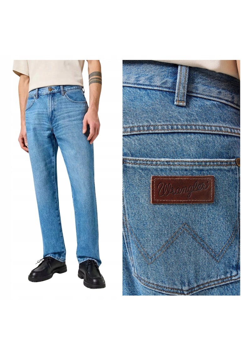 Blugi Barbati - Frontier - Loose Fit - Talie Medie - Fermoar - Lungi - 5 Buzunare - Bumbac - W36-L32 US - Albastru