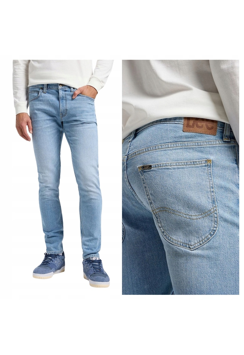 Blugi Barbati - Luke - Skinny Fit - Talie Medie - Fermoar - Lungi - 5 Buzunare - Bumbac - Albastru - Albastru