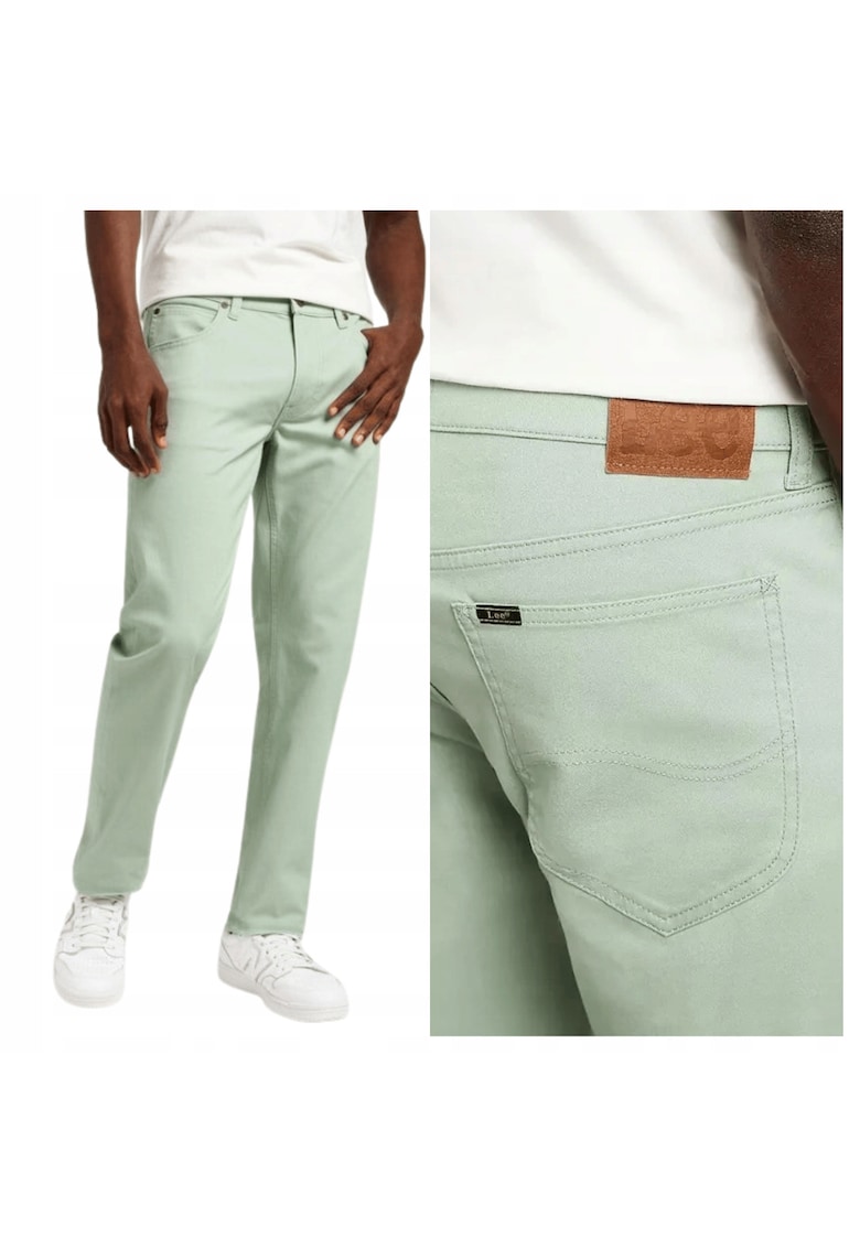 Blugi Barbati - Daren Zip Fly - Straight Fit - Talie Joasa - Fermoar - Lungi - 5 Buzunare - Bumbac - Verde - Verde