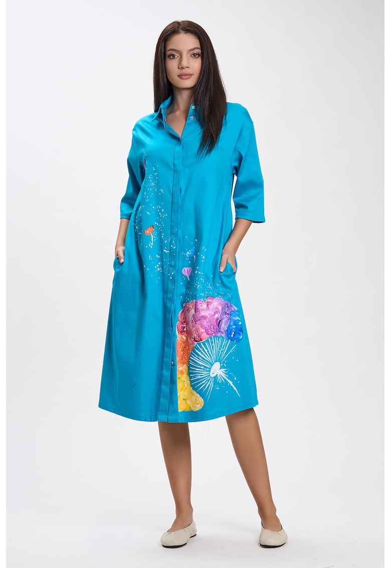 Rochie-camasa cu o papadie pictata manual Enia