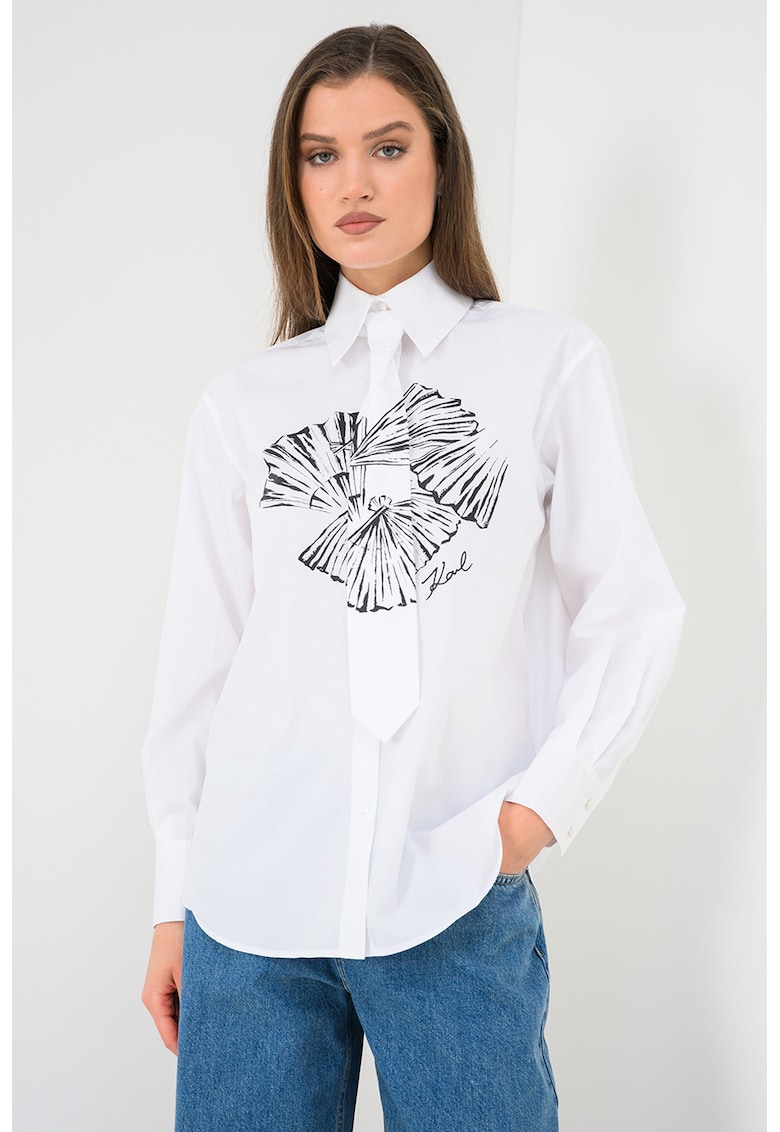 Camasa regular fit cu imprimeu grafic - Alb optic