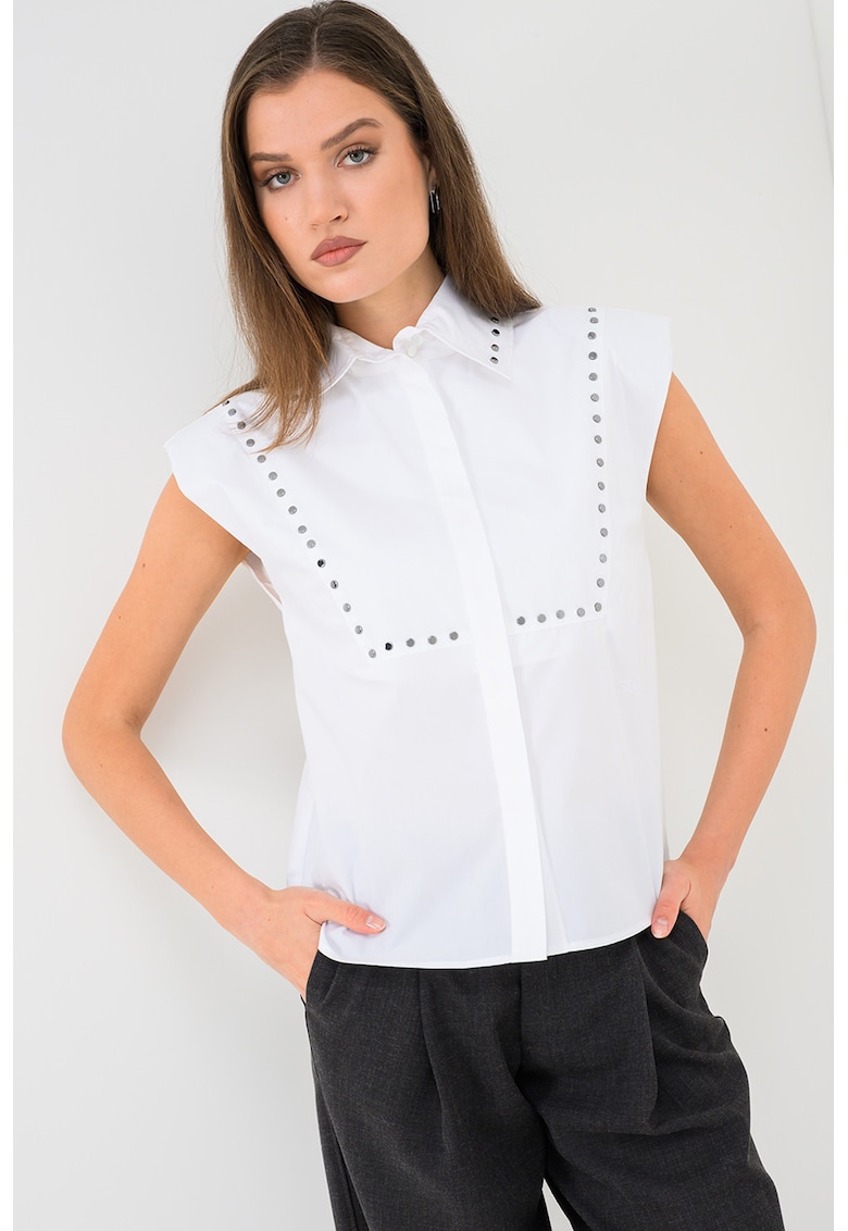 Camasa de bumbac cu maneci scurte - Alb optic