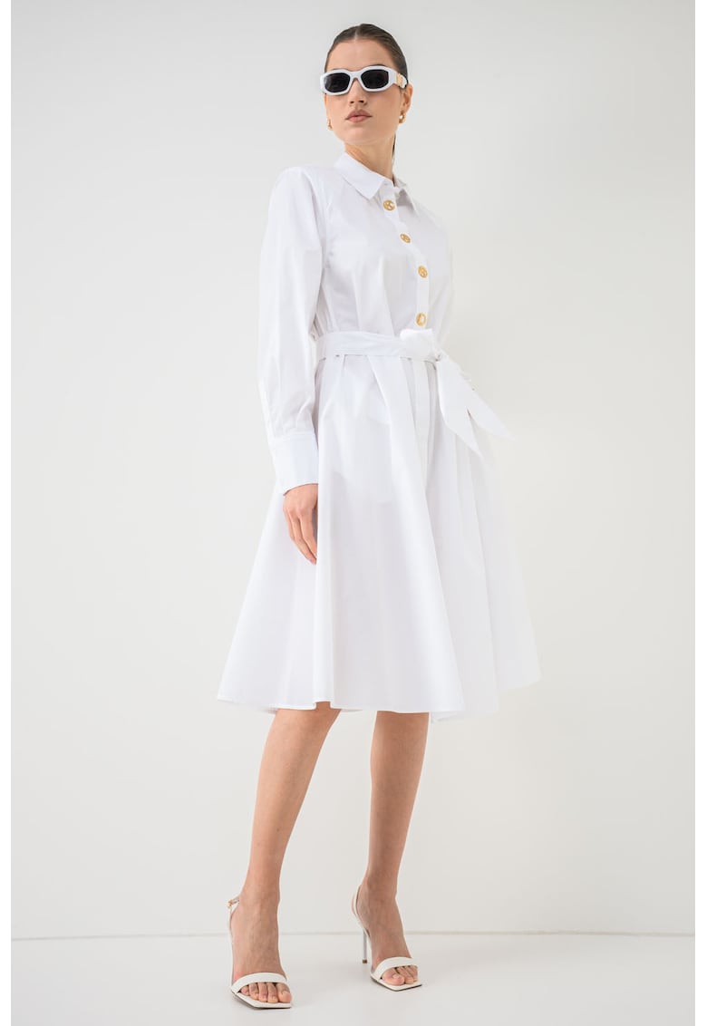 Rochie-camasa midi din bumbac organic - Alb optic