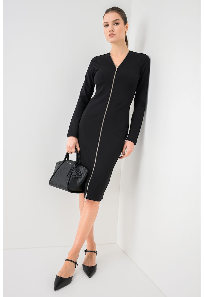 Rochie midi cambrata - Negru