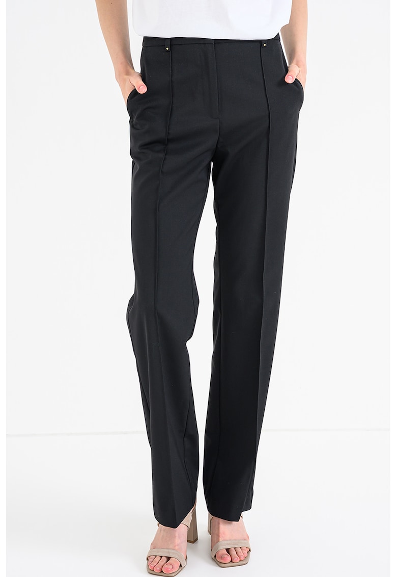 Pantaloni drepti din amestec de lana - Negru