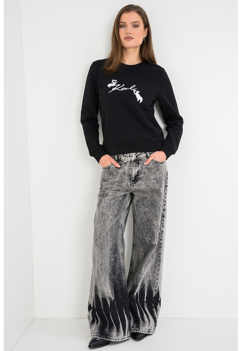 Bluza de trening din amestec de bumbac organic cu logo brodat - Negru