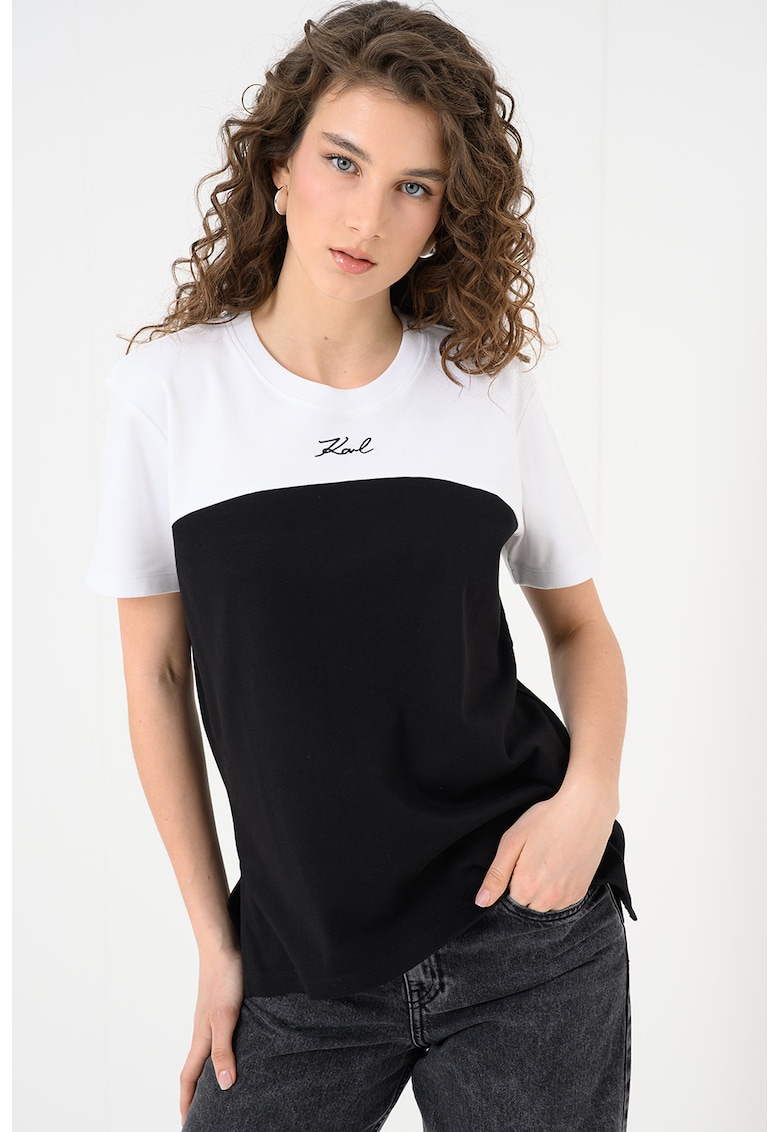 Tricou de bumbac organic - Negru/Alb optic