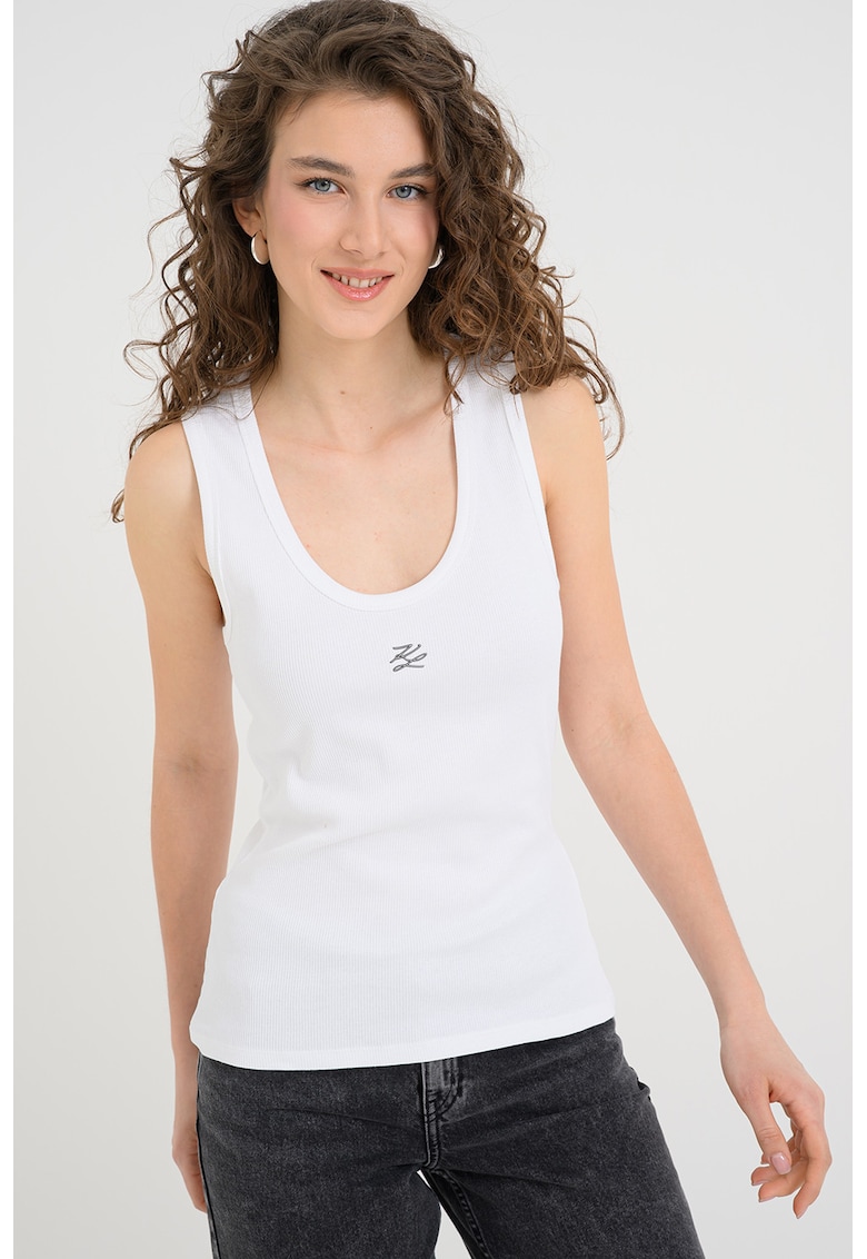 Top cu bretele racerback - Alb optic