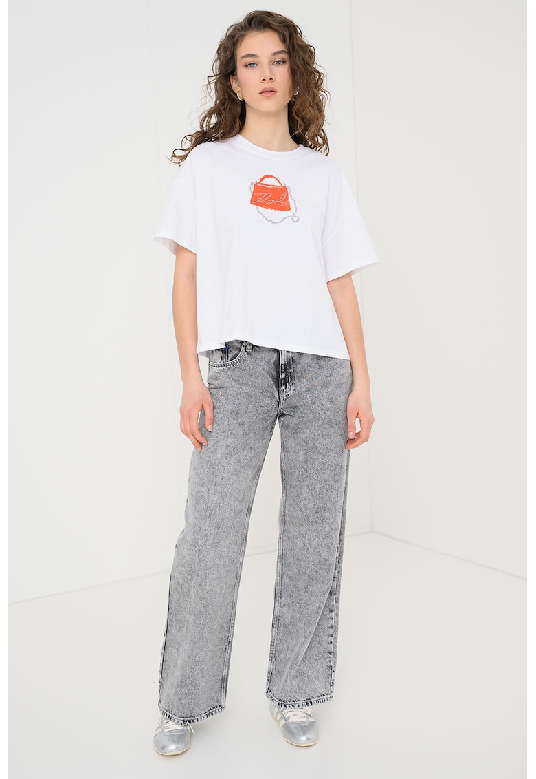 Tricou supradimensionat de bumbac organic Signature - Alb optic