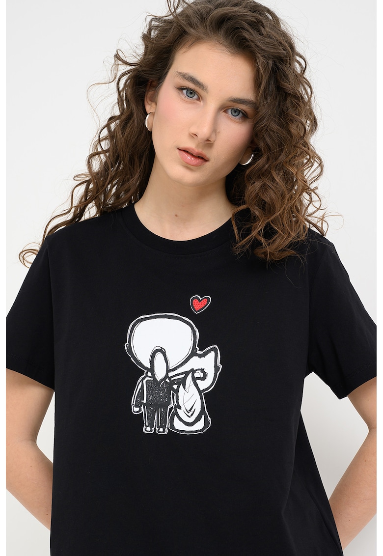 Tricou cu imprimeu grafic Ikon Valentine - Negru