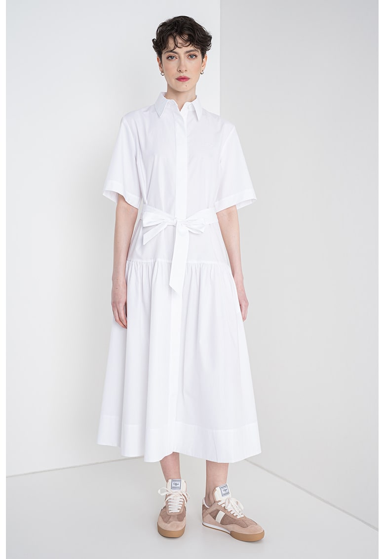 Rochie evazata din bumbac organic - Alb