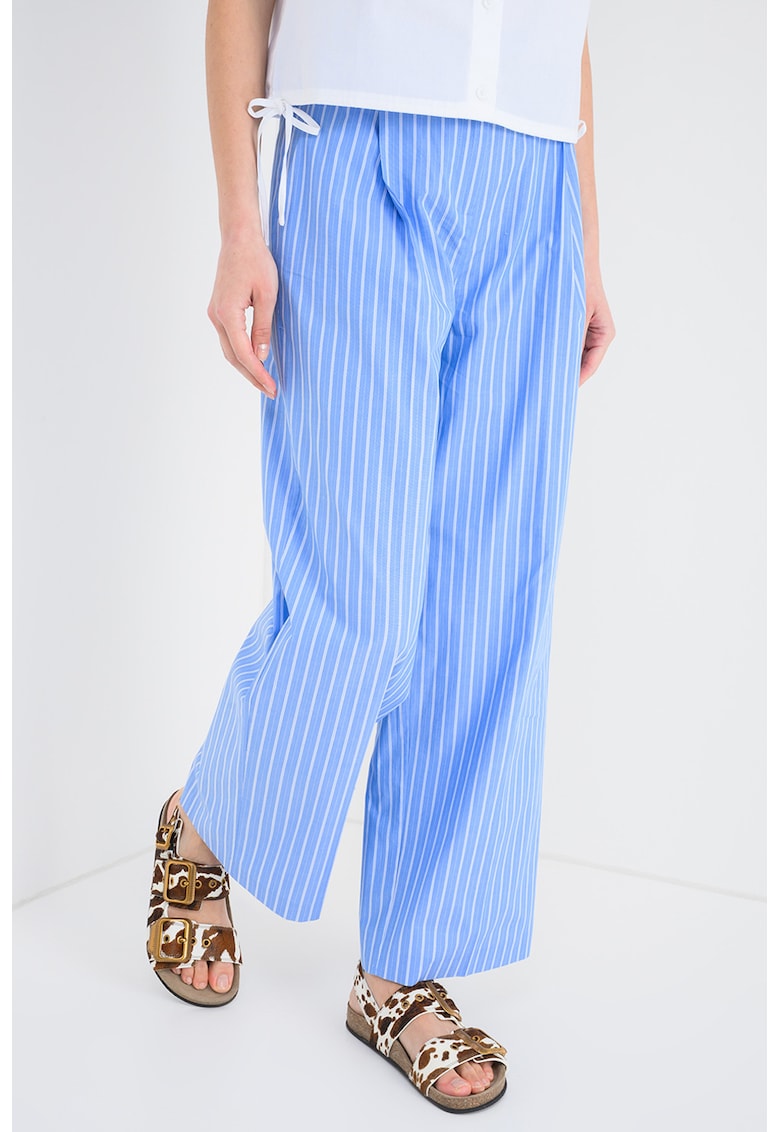 Pantaloni cu model in dungi - Alb/Albastru