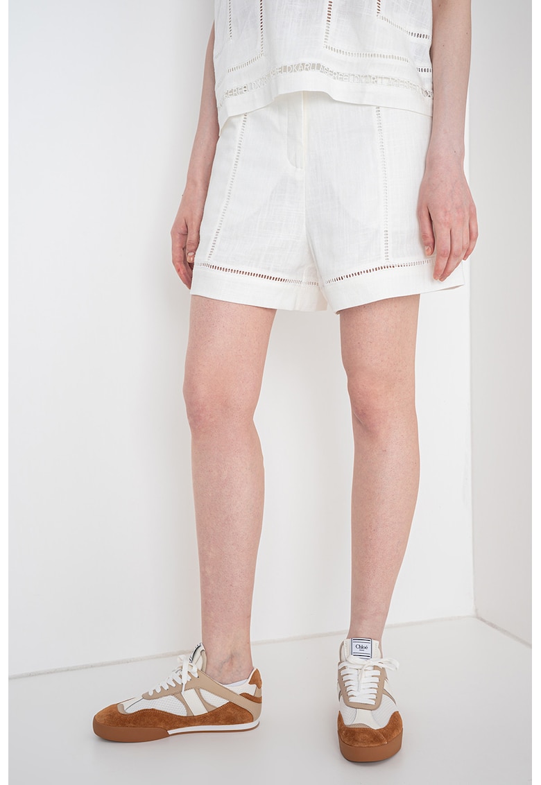 Pantaloni scurti din amestec de in - Alb fildes