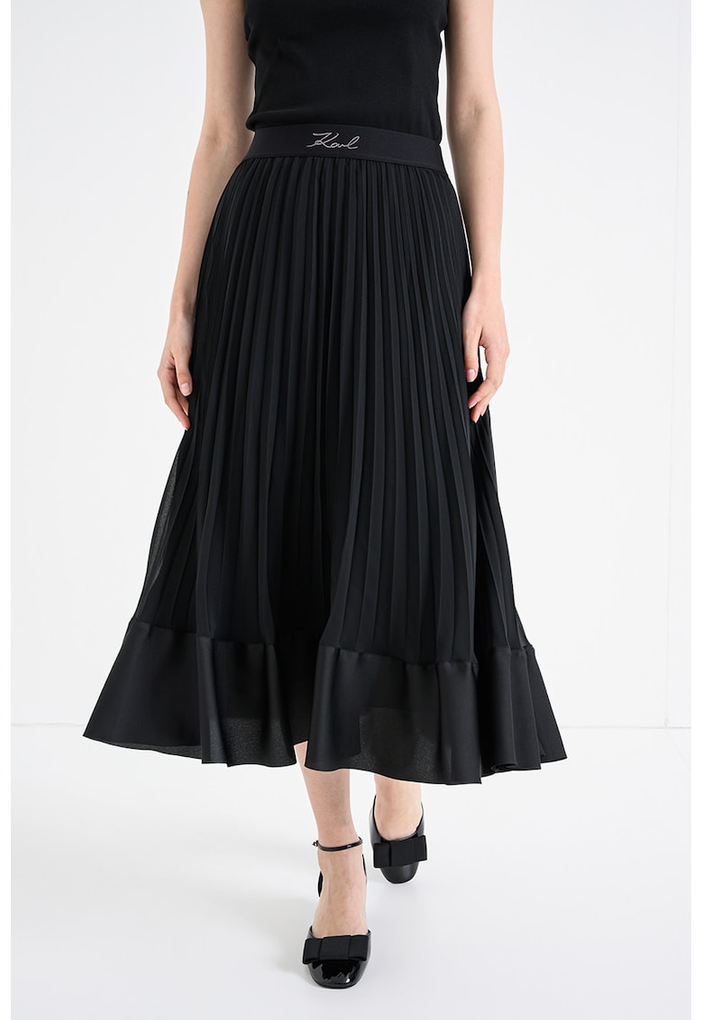 Fusta midi plisata - Negru