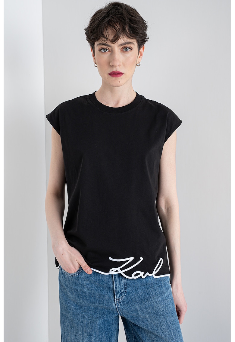 Tricou din bumbac organic cu logo - Negru