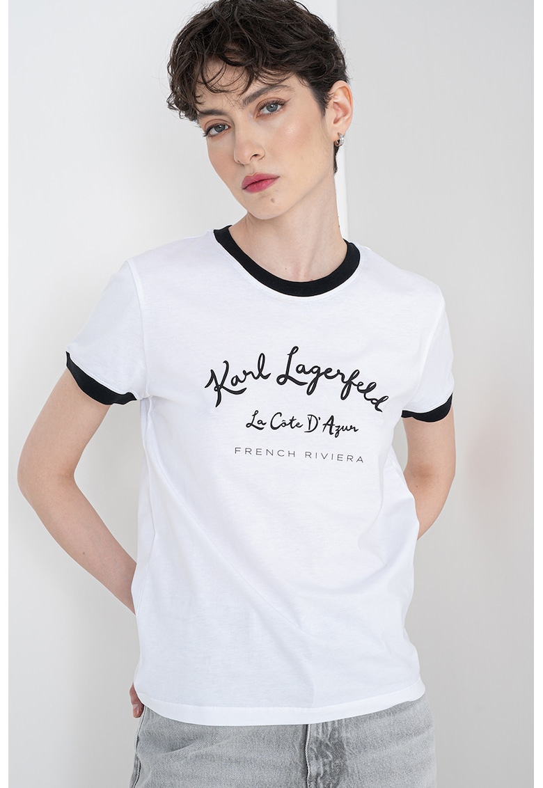Tricou din bumbac organic Côte D'Azur - Alb