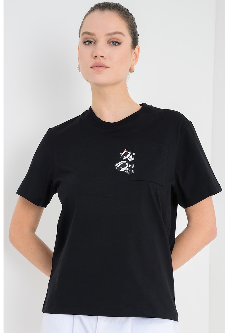 Tricou relaxed fit din bumbac organic Ikon - Alb/Negru