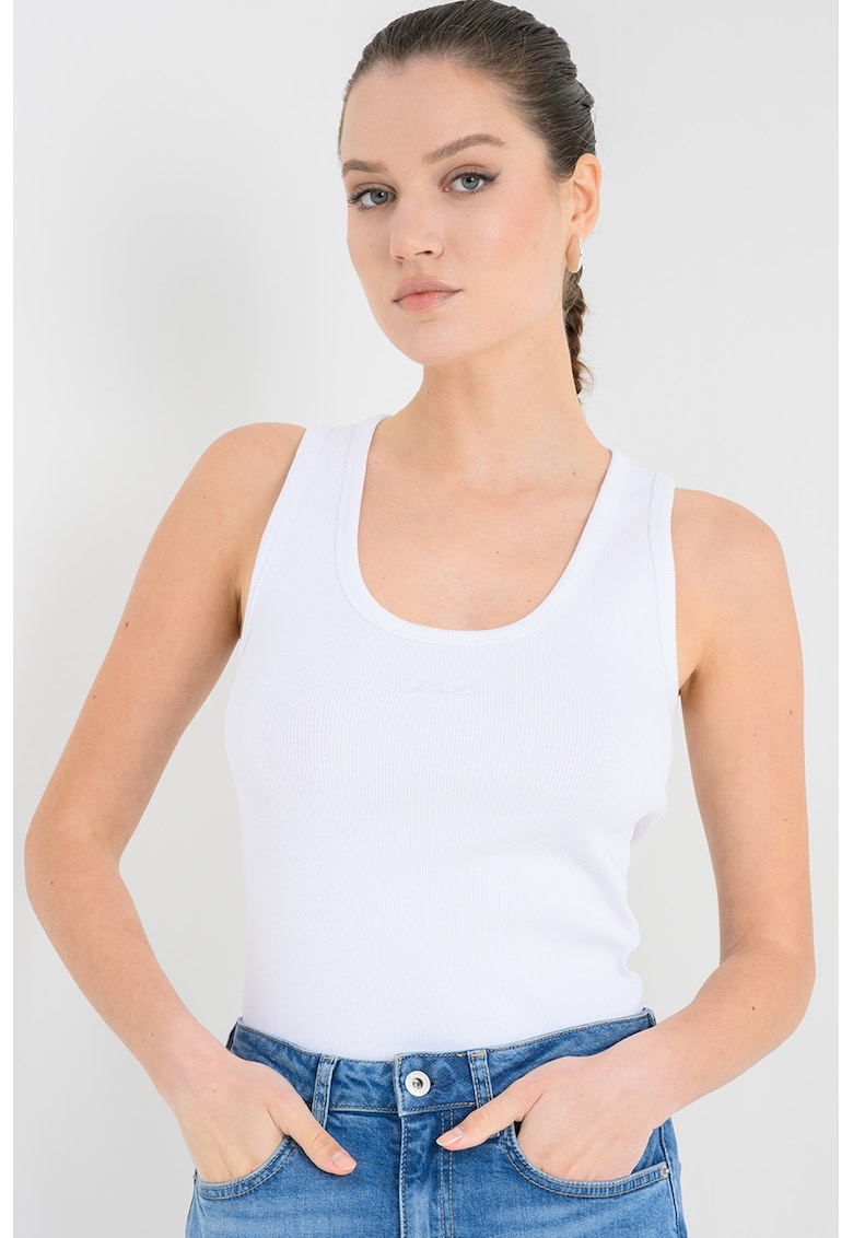 Top slim fit Essential - Alb