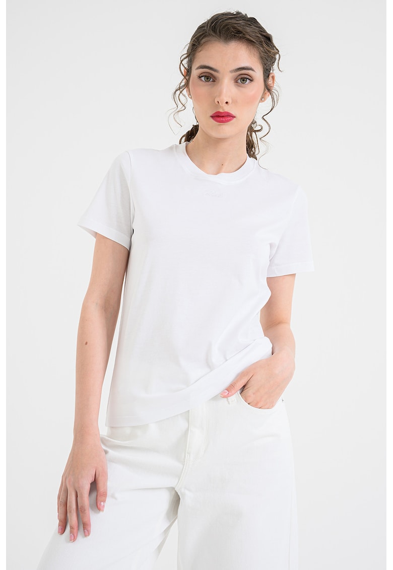 Tricou regular fit din bumbac organic Essential - Alb optic