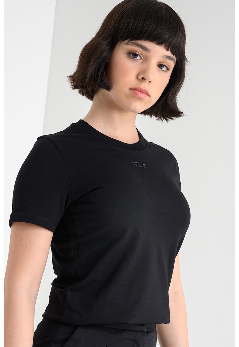 Tricou regular fit din bumbac organic Essential - Negru