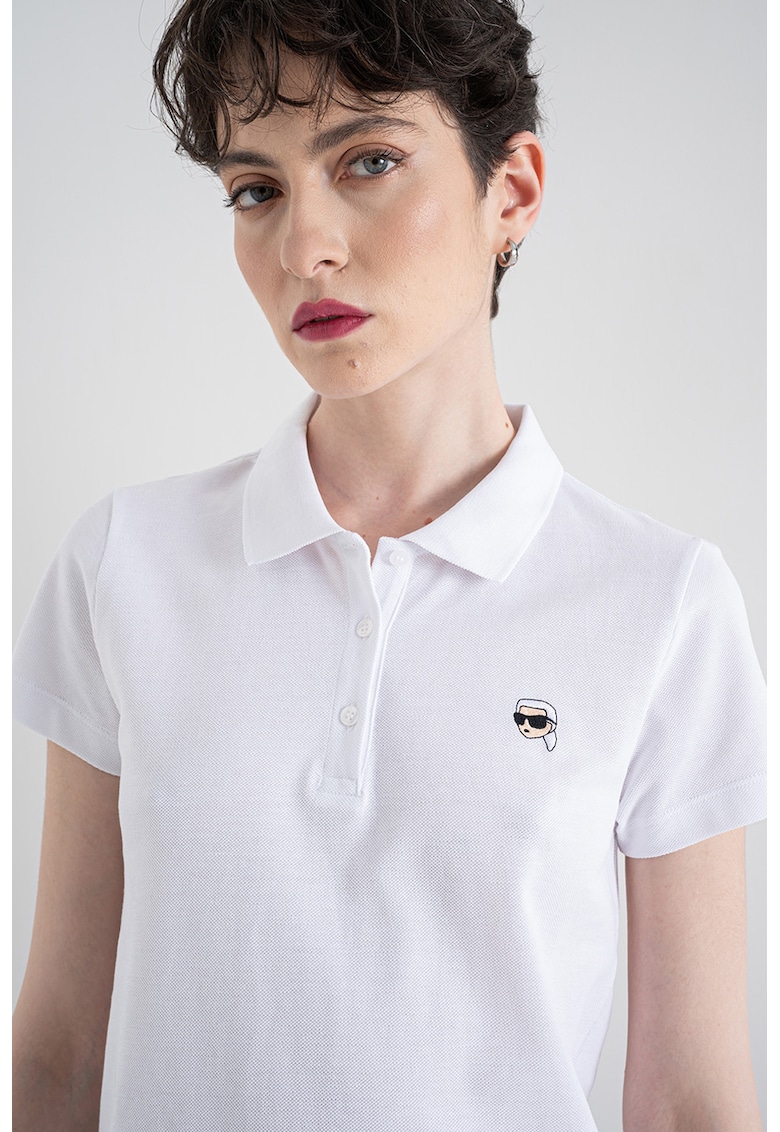 Tricou polo din bumbac organic si pique Ikon - Alb