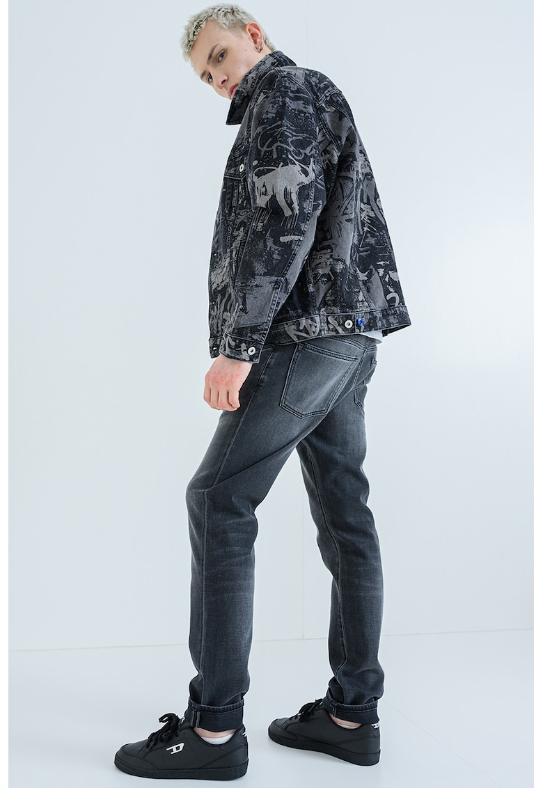 Jacheta de denim cu buzunare pe piept - Negru/Gri inchis